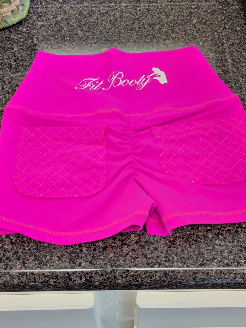 Women's High-Waist Hot Pink Scrunch Back Athletic Shorts